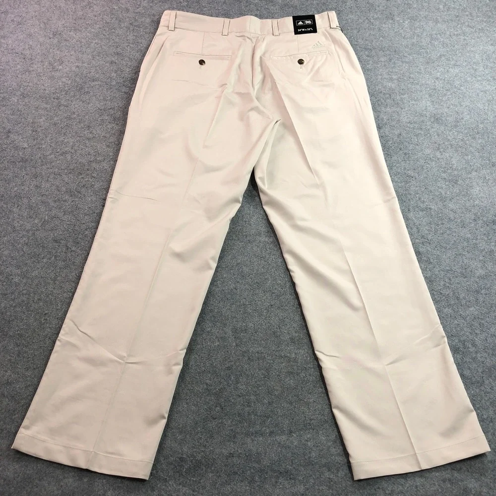 Adidas Mens Golf Tech Pants 34x32 Beige Straight Climalite Moisture Wicking NWT